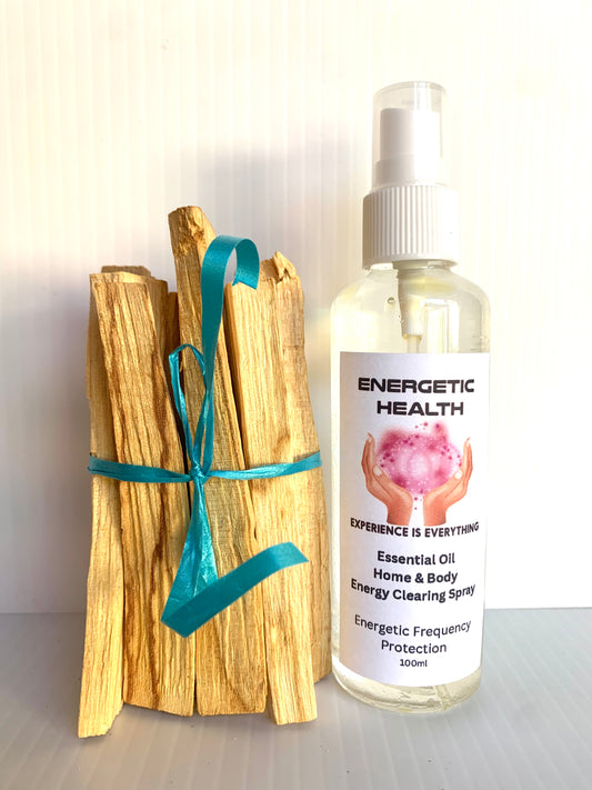 Essential Oil, Home & Body Energy Clearing Spray 100ml & 5 x Palo Santo Bundle